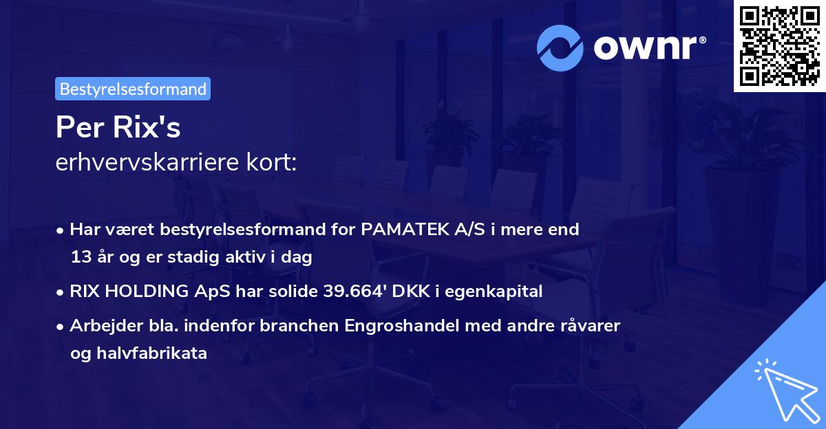 Per Rix's erhvervskarriere kort