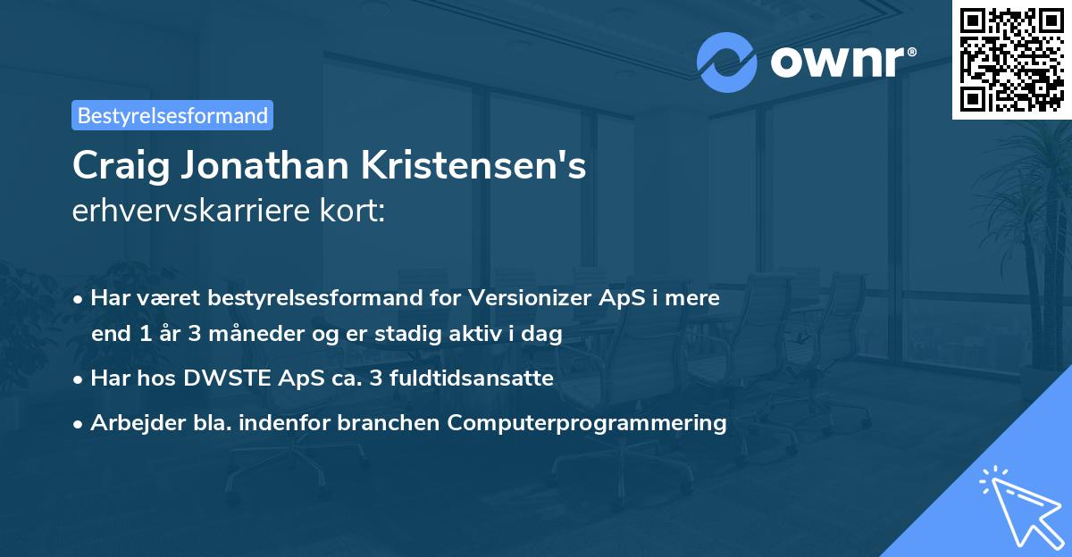 Craig Jonathan Kristensen's erhvervskarriere kort