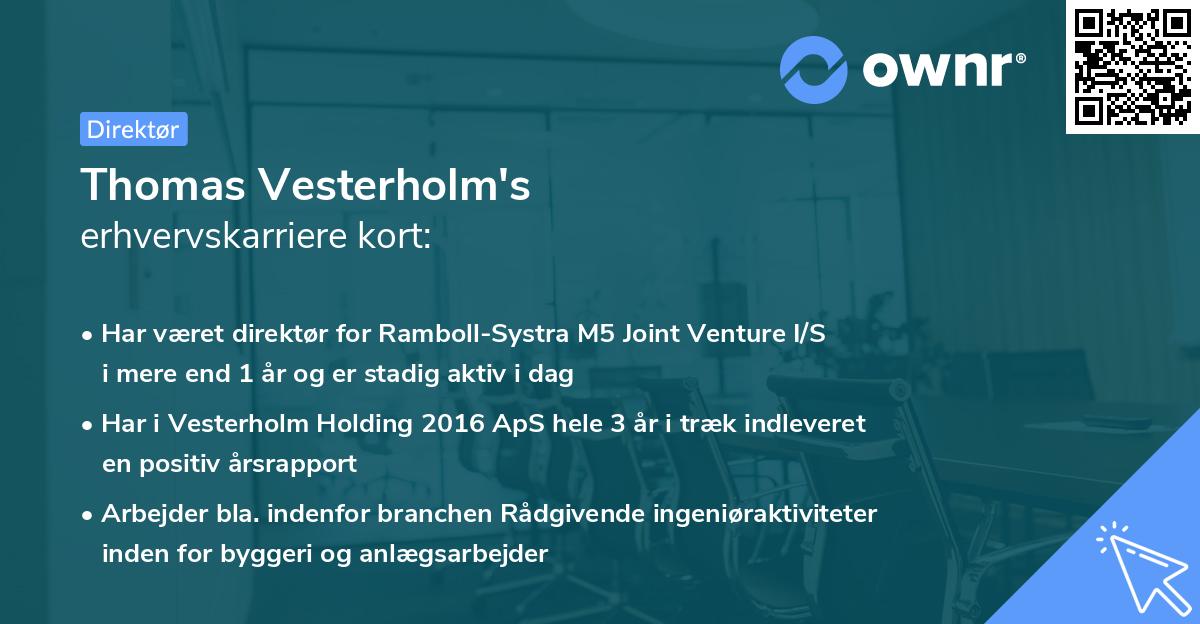 Thomas Vesterholm's erhvervskarriere kort