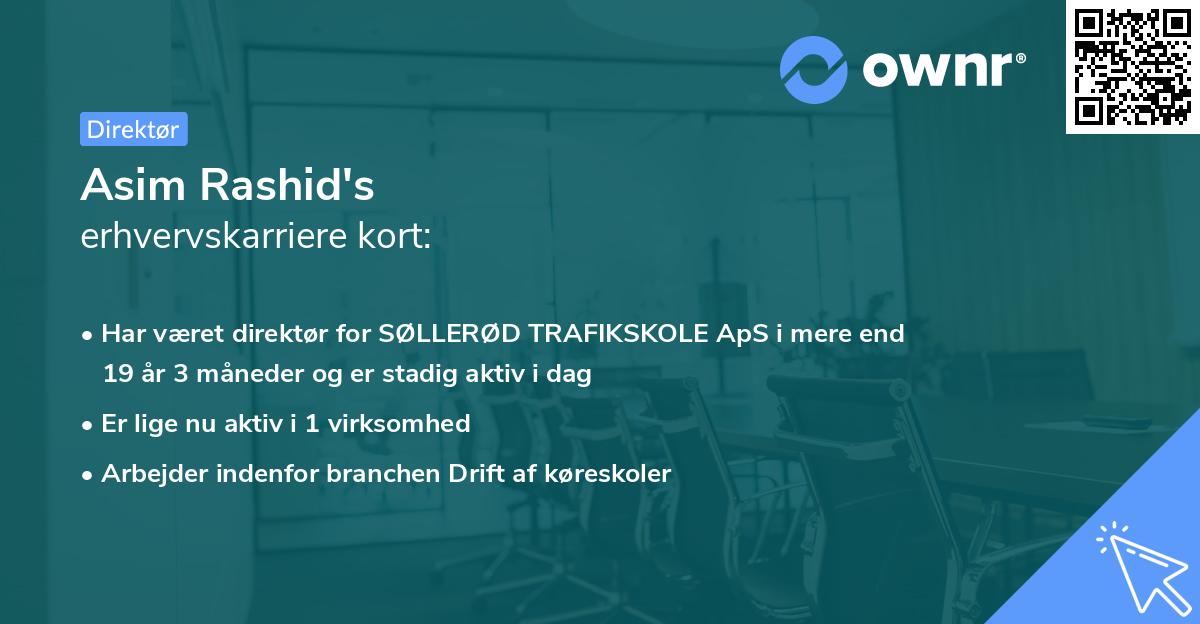 Asim Rashid's erhvervskarriere kort