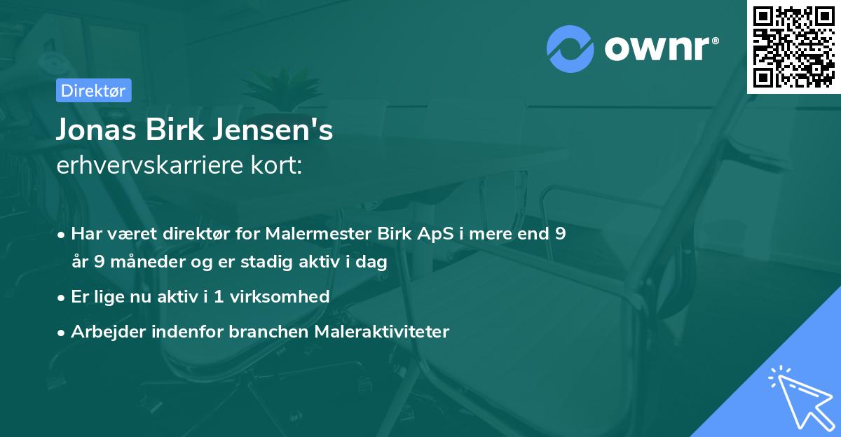 Jonas Birk Jensen's erhvervskarriere kort