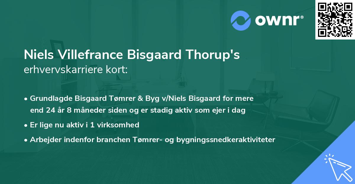 Niels Villefrance Bisgaard Thorup's erhvervskarriere kort