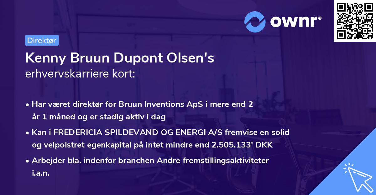 Kenny Bruun Dupont Olsen's erhvervskarriere kort