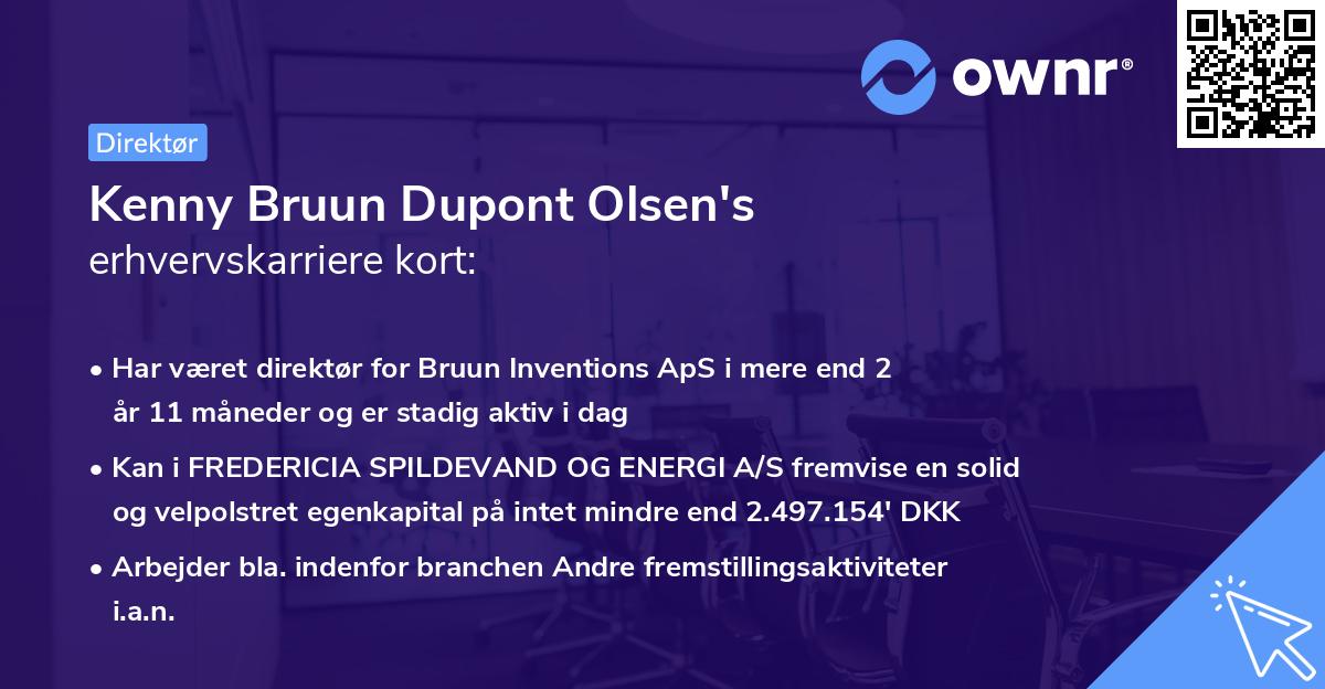 Kenny Bruun Dupont Olsen's erhvervskarriere kort