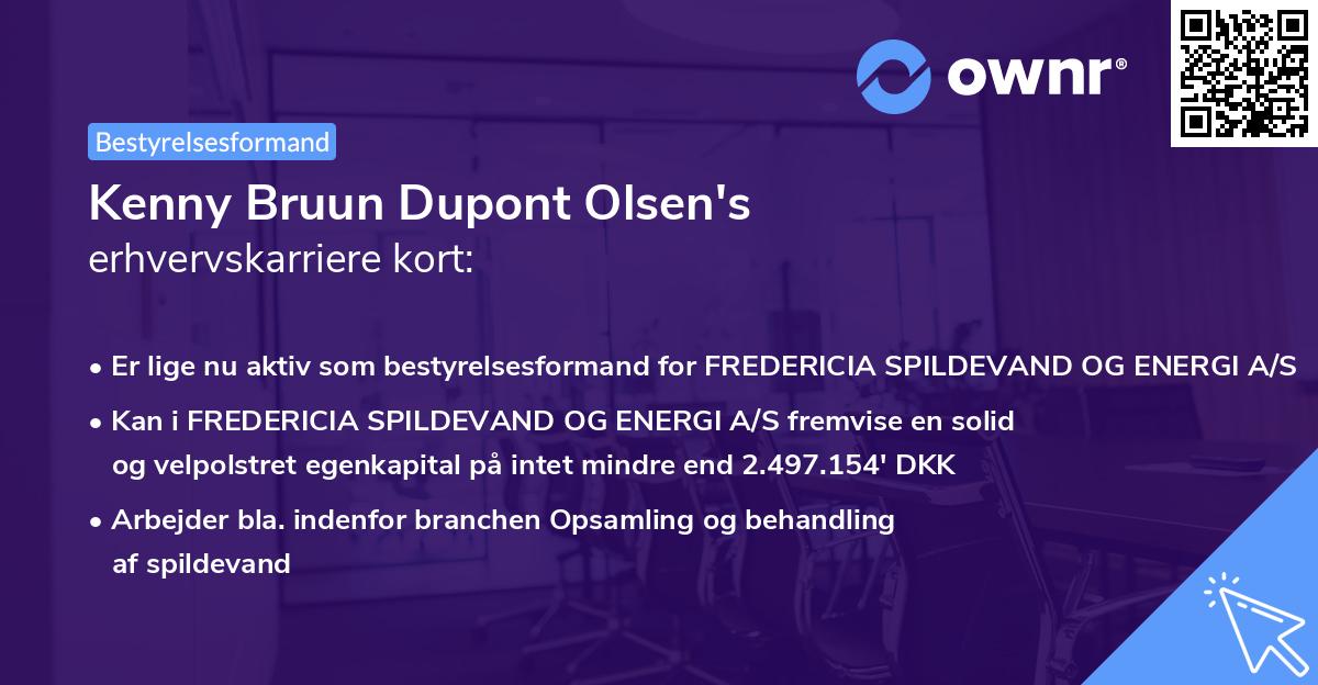 Kenny Bruun Dupont Olsen's erhvervskarriere kort