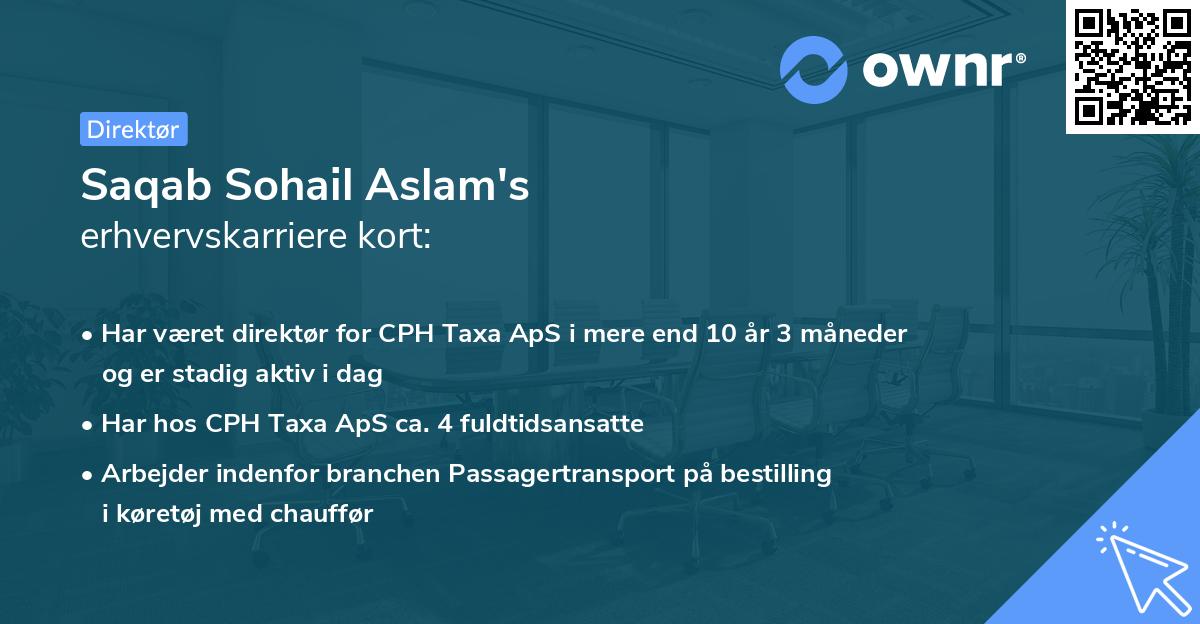 Saqab Sohail Aslam's erhvervskarriere kort