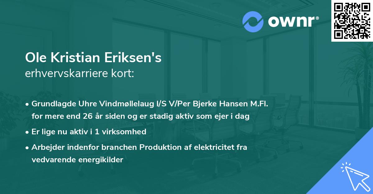 Ole Kristian Eriksen's erhvervskarriere kort