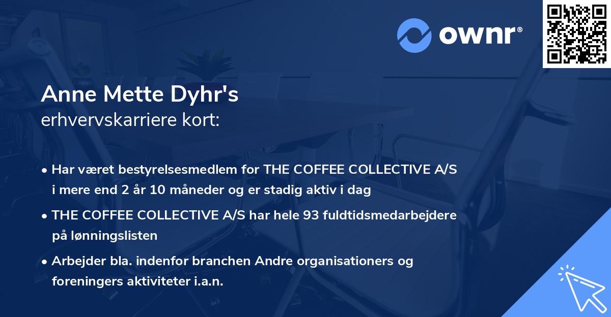 Anne Mette Dyhr's erhvervskarriere kort