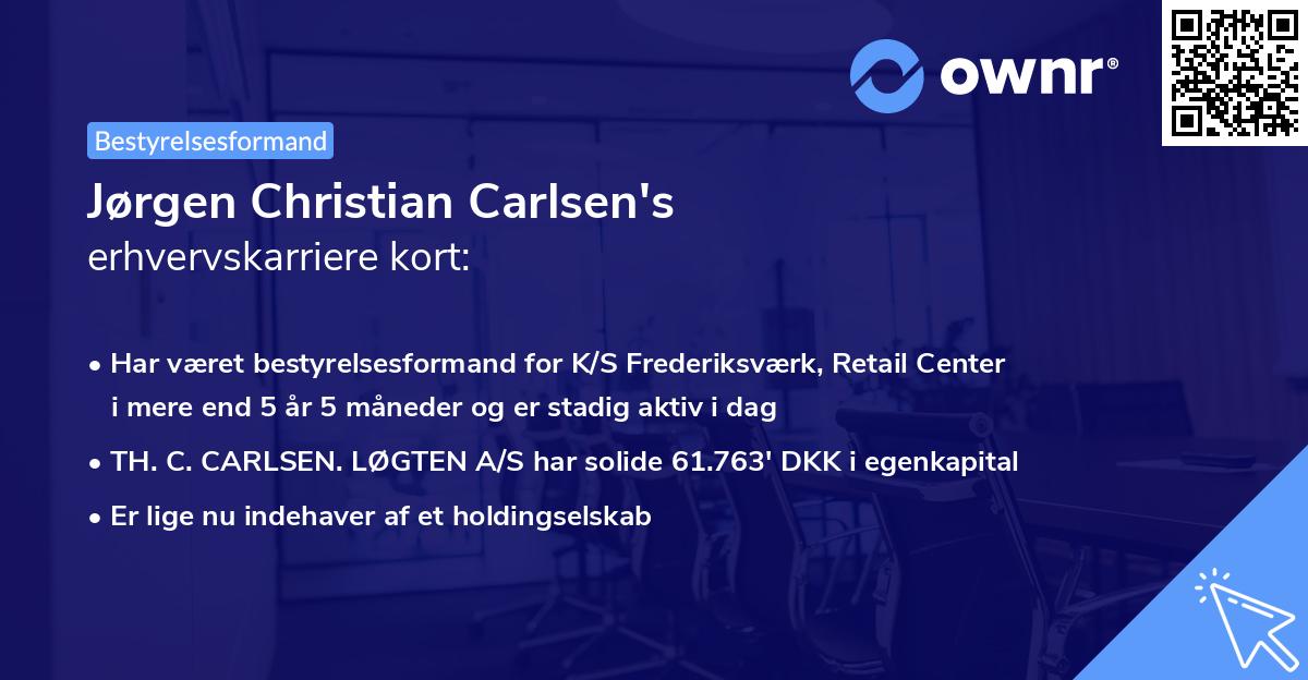 Jørgen Christian Carlsen's erhvervskarriere kort