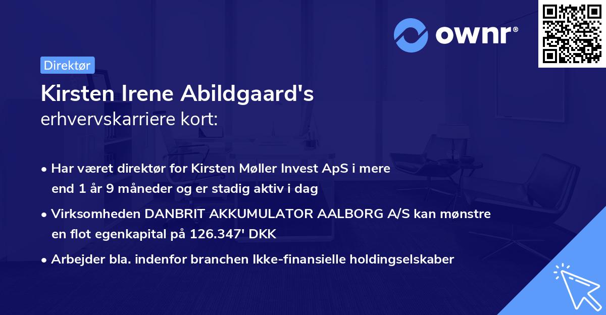 Kirsten Irene Abildgaard's erhvervskarriere kort