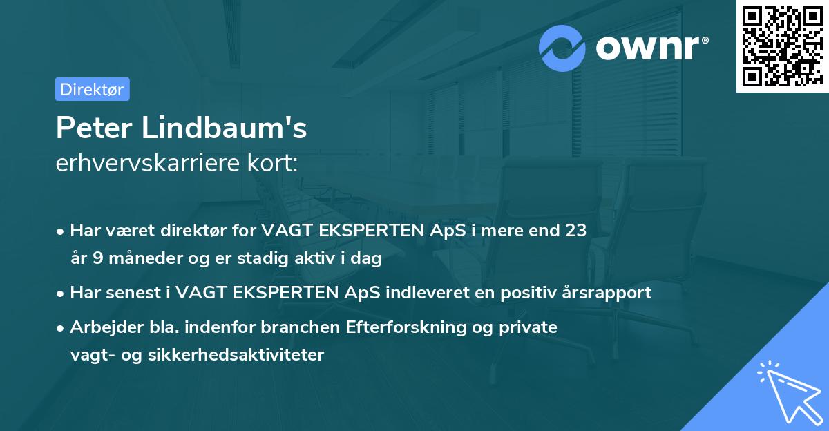 Peter Lindbaum's erhvervskarriere kort