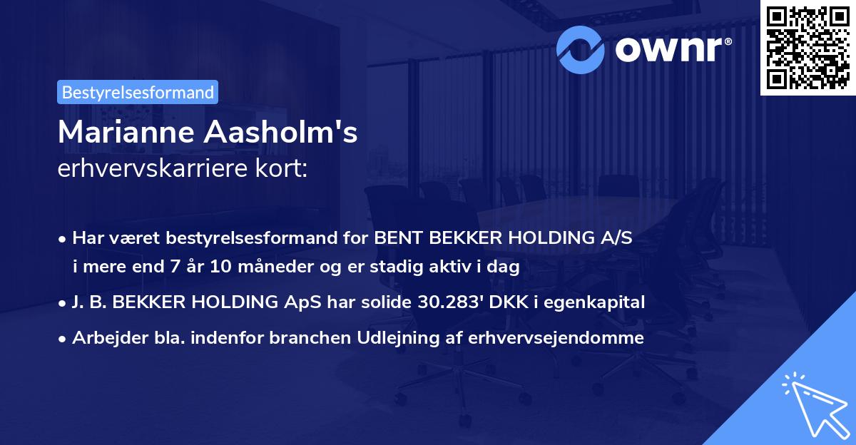 Marianne Aasholm's erhvervskarriere kort