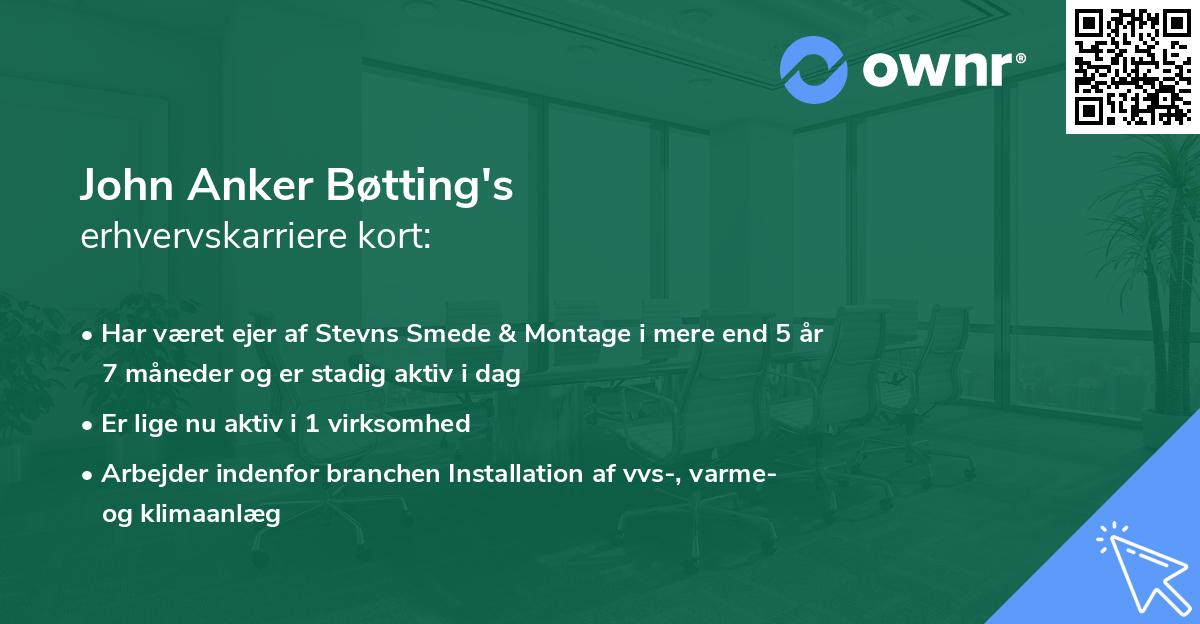 John Anker Bøtting's erhvervskarriere kort