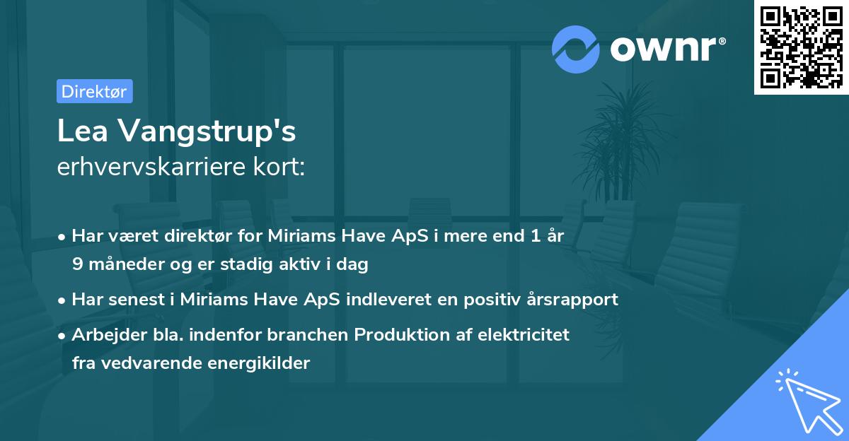 Lea Vangstrup's erhvervskarriere kort