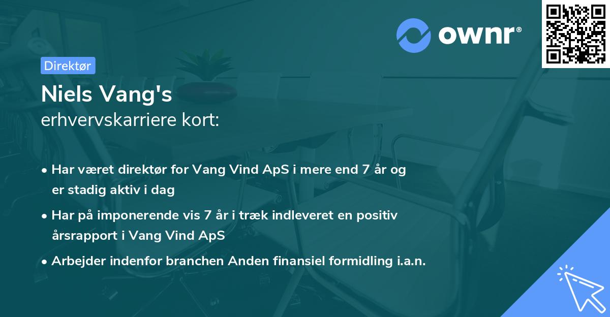 Niels Vang's erhvervskarriere kort