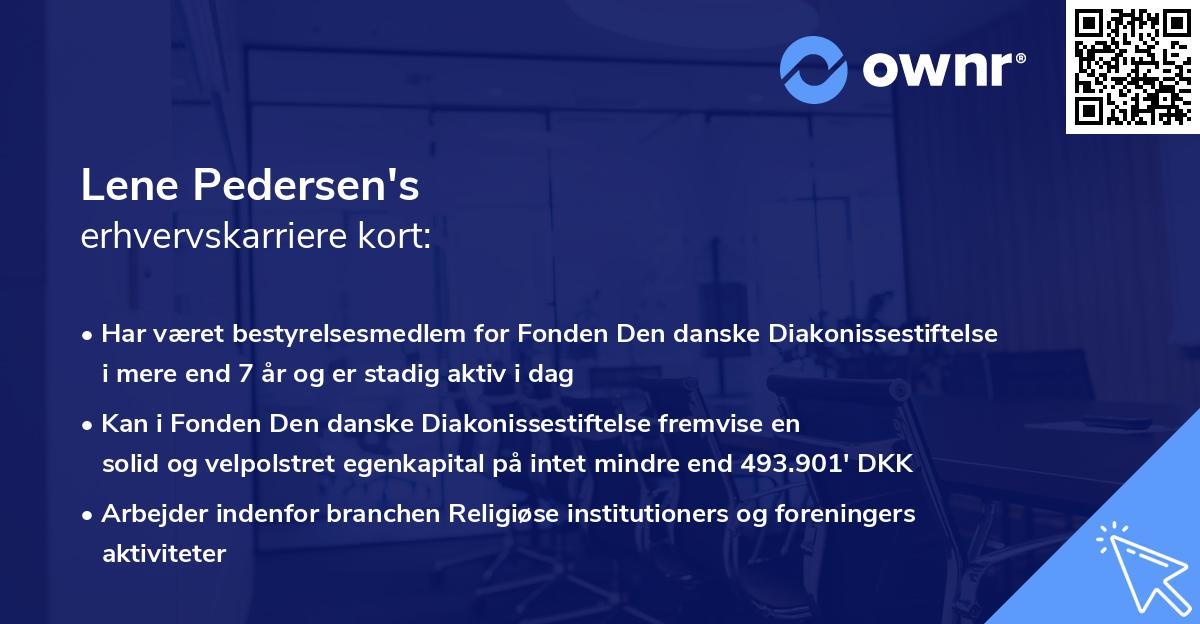 Lene Pedersen's erhvervskarriere kort