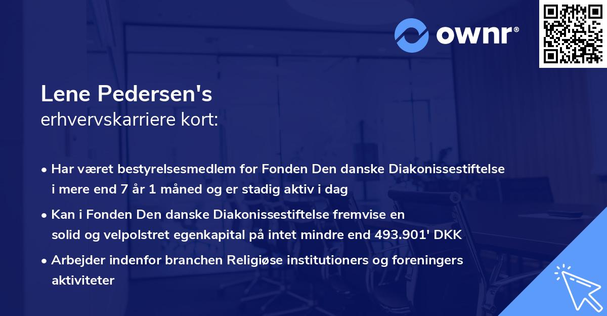 Lene Pedersen's erhvervskarriere kort
