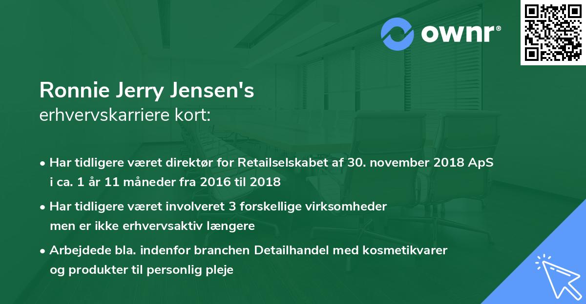 Ronnie Jerry Jensen's erhvervskarriere kort