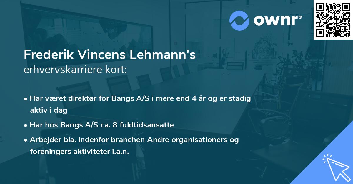 Frederik Vincens Lehmann's erhvervskarriere kort