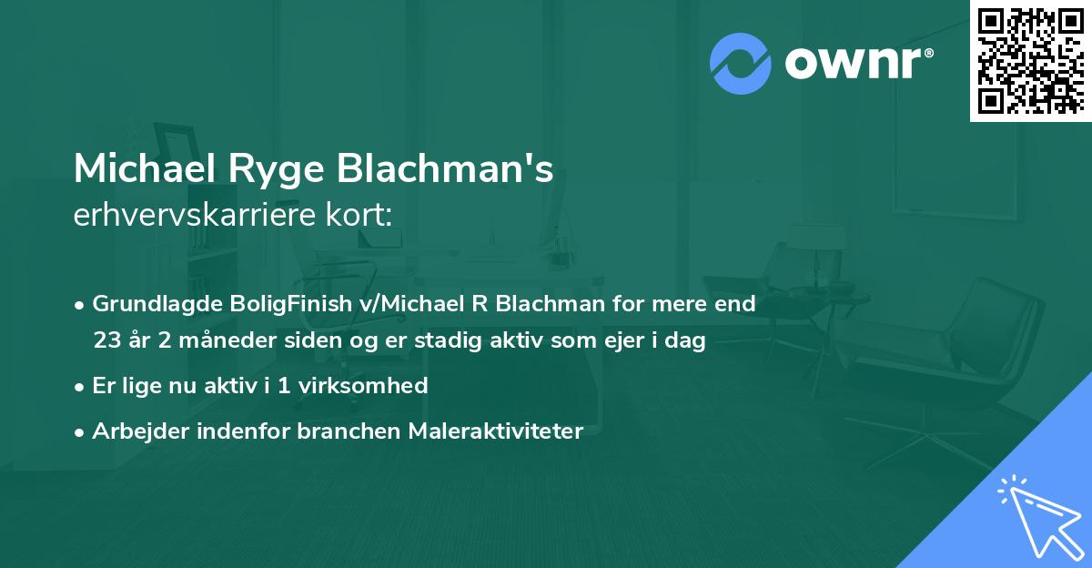 Michael Ryge Blachman's erhvervskarriere kort