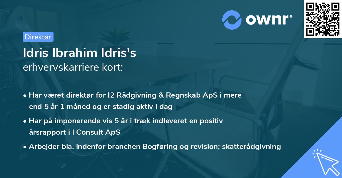 Idris Ibrahim Idris's erhvervskarriere kort