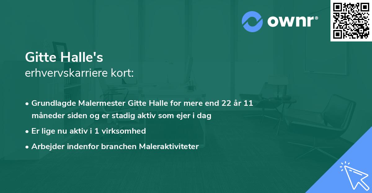 Gitte Halle's erhvervskarriere kort