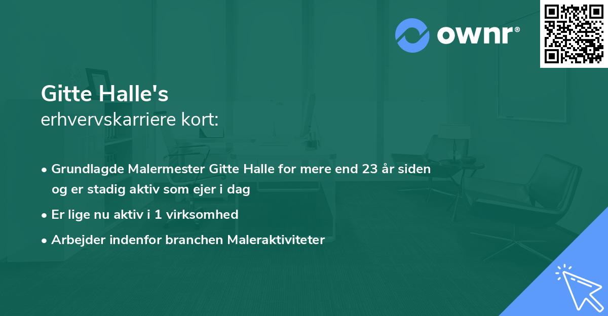 Gitte Halle's erhvervskarriere kort