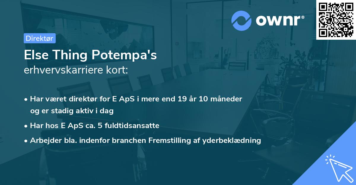 Else Thing Potempa's erhvervskarriere kort