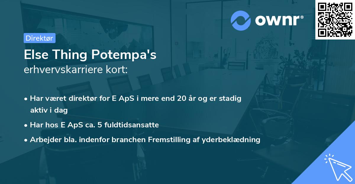 Else Thing Potempa's erhvervskarriere kort