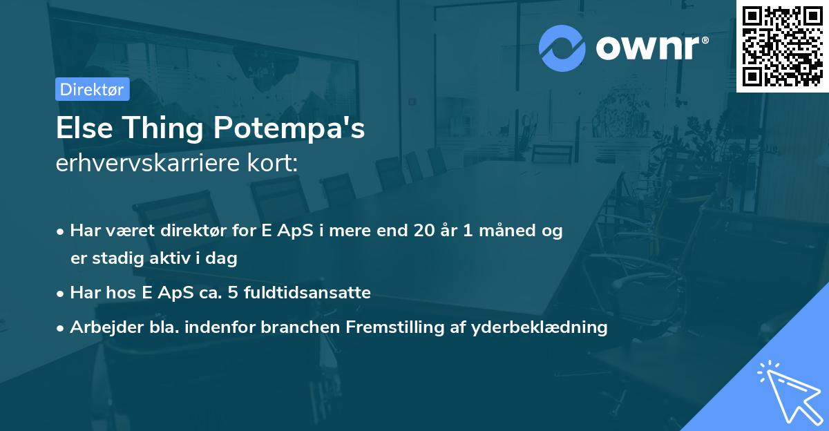 Else Thing Potempa's erhvervskarriere kort