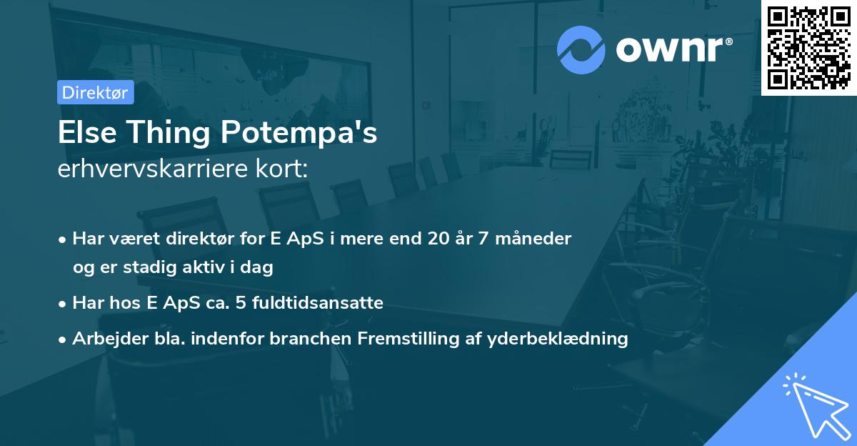 Else Thing Potempa's erhvervskarriere kort