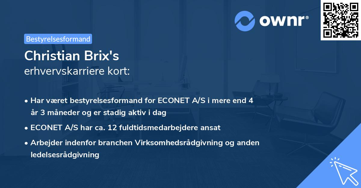 Christian Brix's erhvervskarriere kort