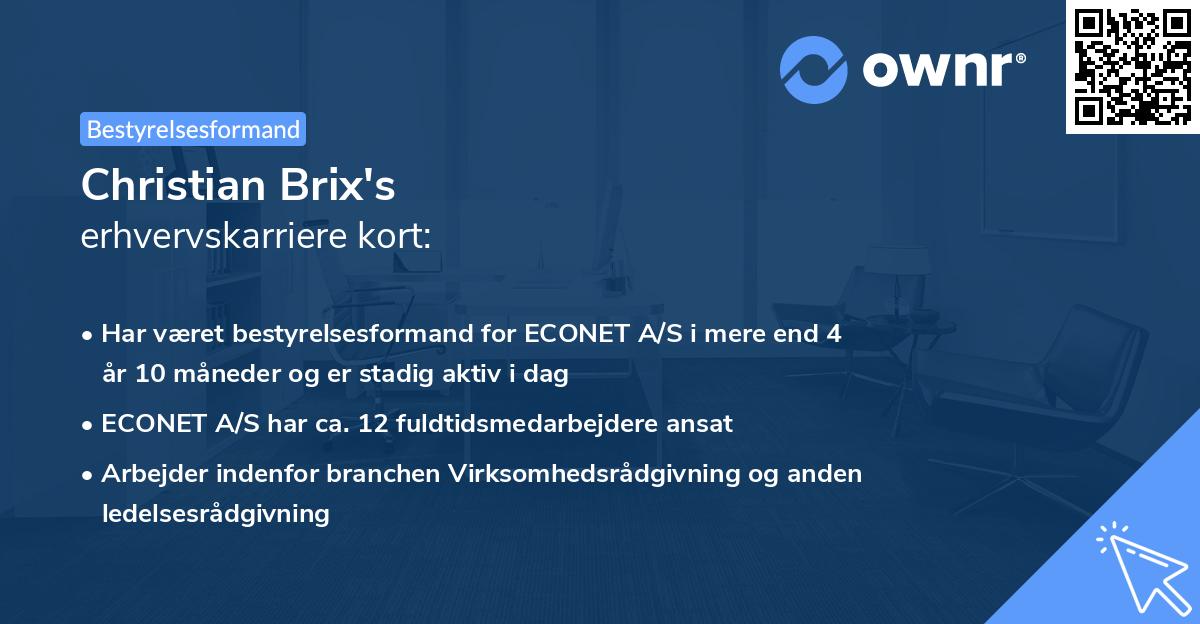 Christian Brix's erhvervskarriere kort