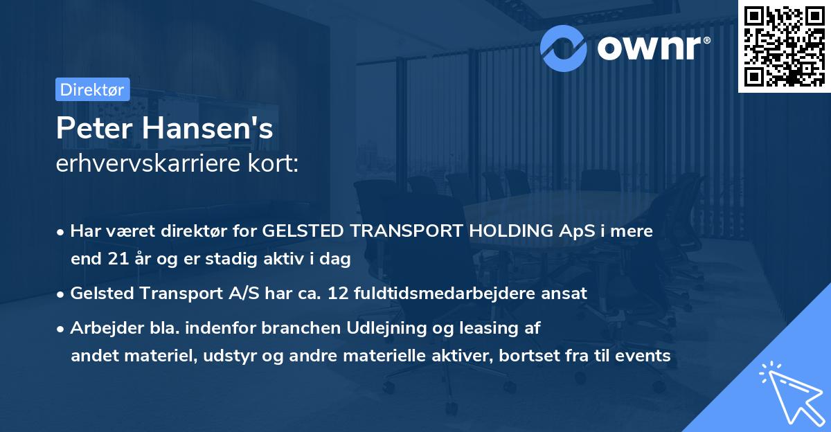 Peter Hansen's erhvervskarriere kort