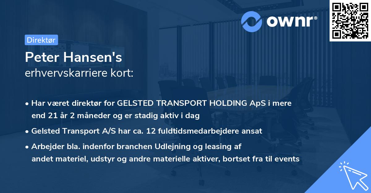 Peter Hansen's erhvervskarriere kort