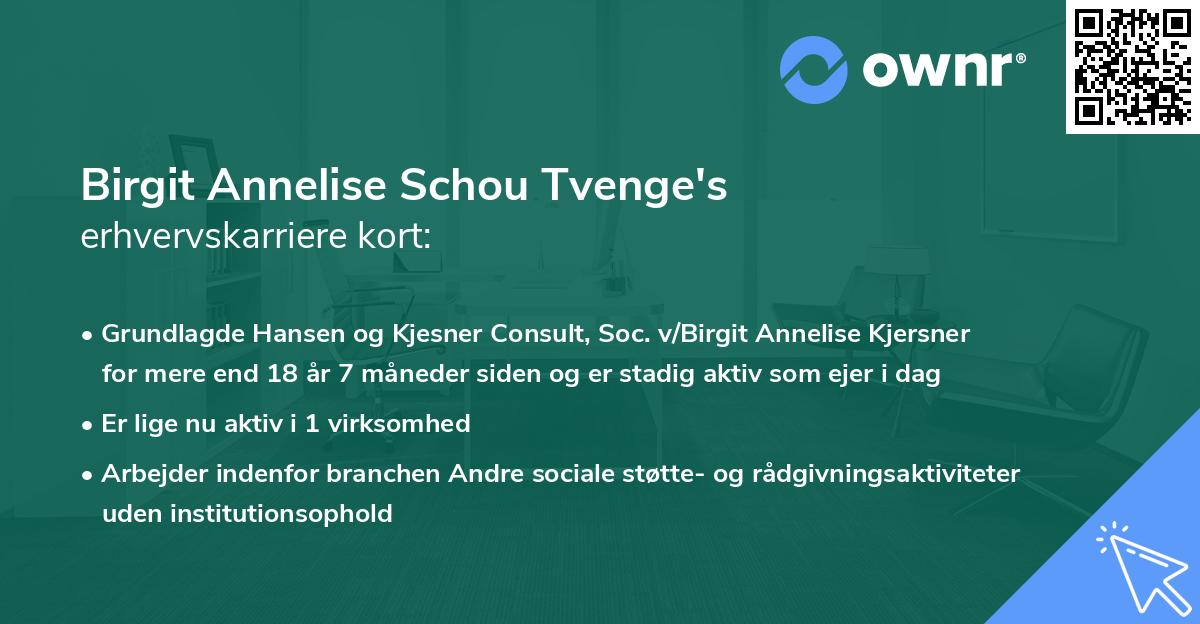 Birgit Annelise Schou Tvenge's erhvervskarriere kort
