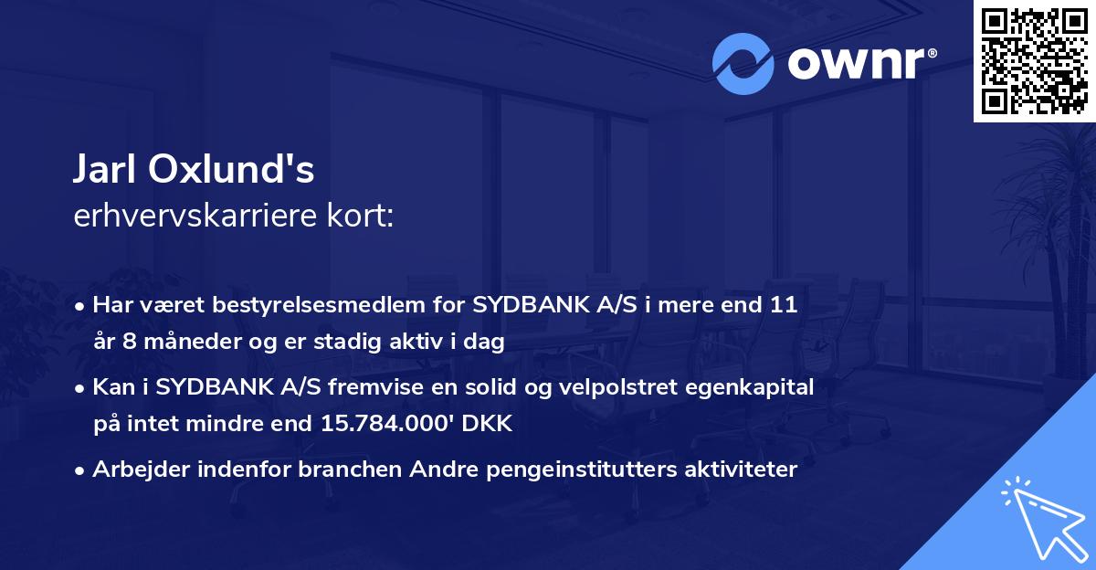Jarl Oxlund's erhvervskarriere kort