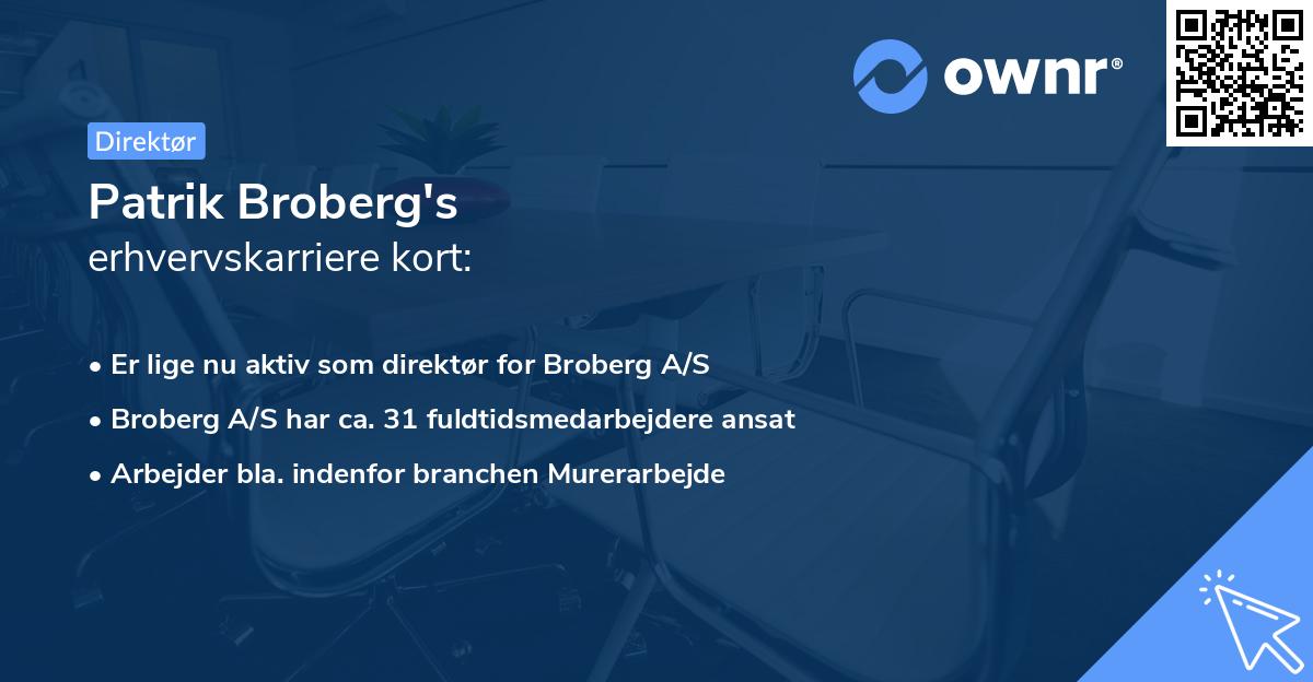 Patrik Broberg's erhvervskarriere kort