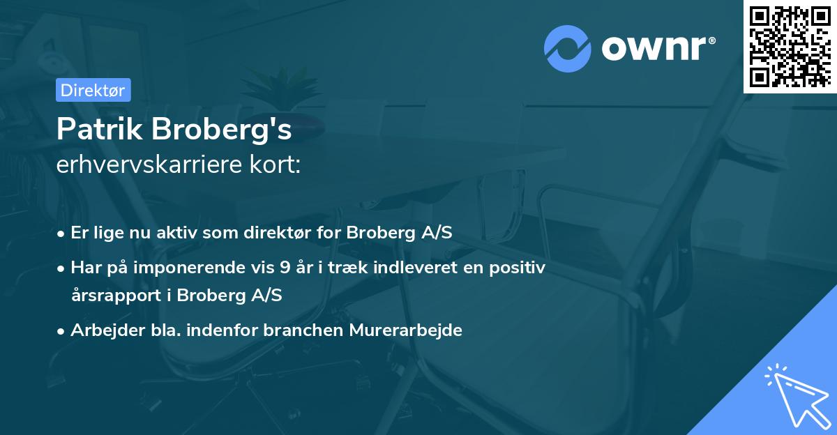 Patrik Broberg's erhvervskarriere kort