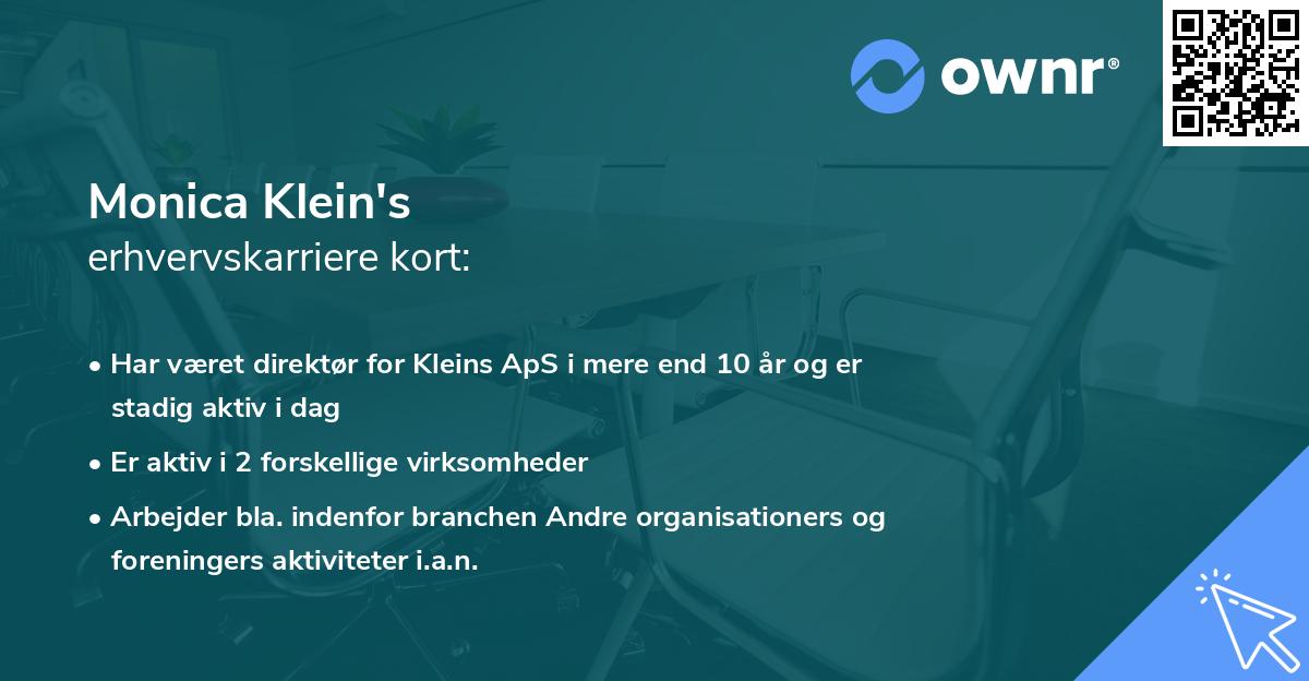Monica Klein's erhvervskarriere kort