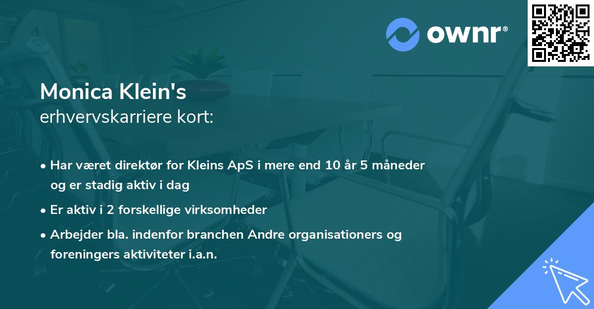Monica Klein's erhvervskarriere kort
