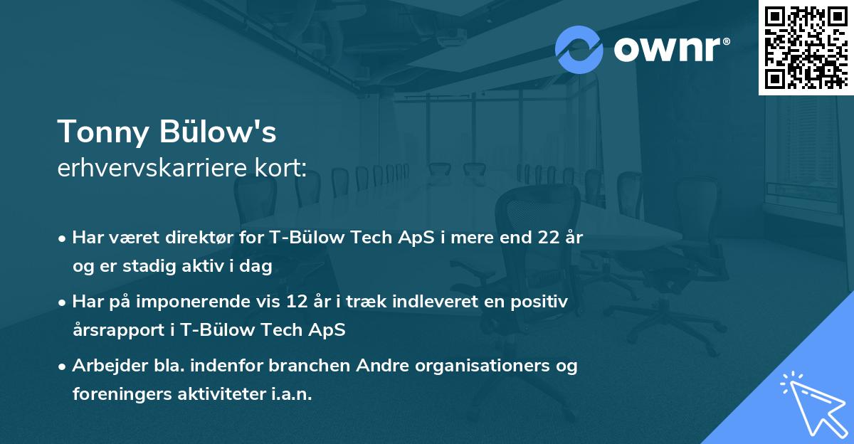 Tonny Bülow's erhvervskarriere kort