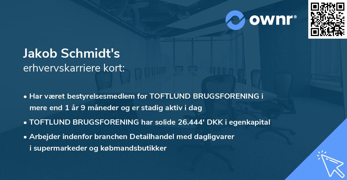 Jakob Schmidt's erhvervskarriere kort