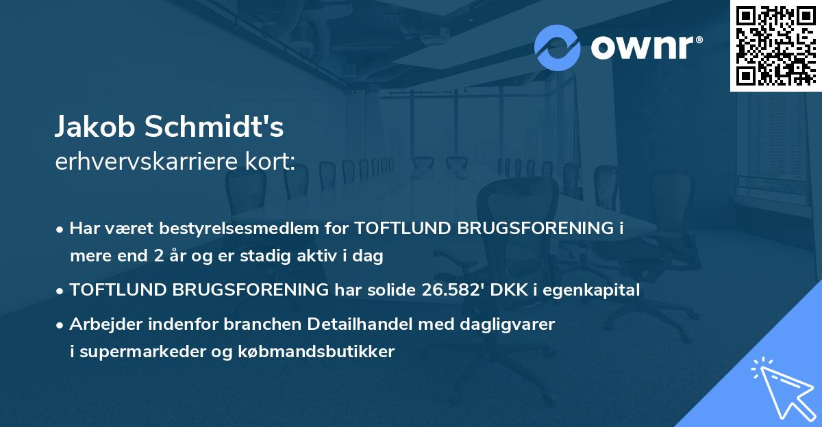 Jakob Schmidt's erhvervskarriere kort