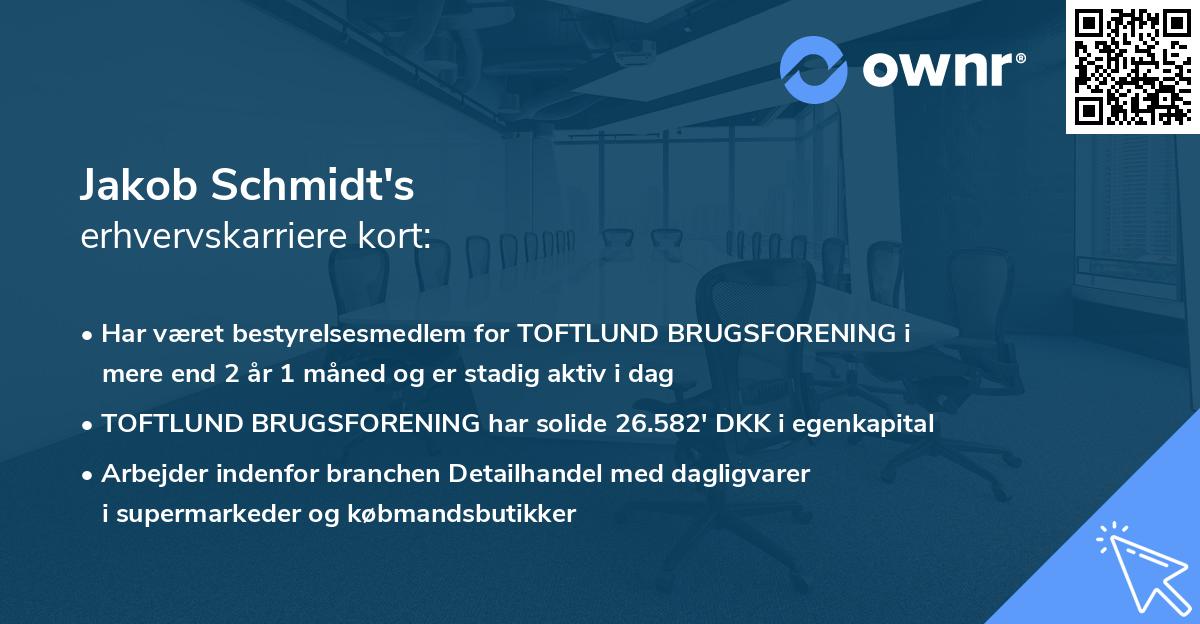 Jakob Schmidt's erhvervskarriere kort