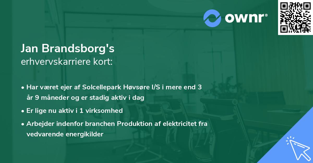 Jan Brandsborg's erhvervskarriere kort
