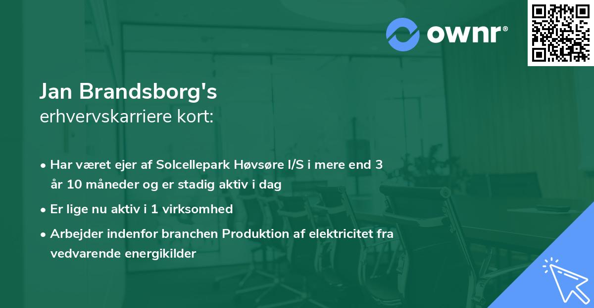 Jan Brandsborg's erhvervskarriere kort
