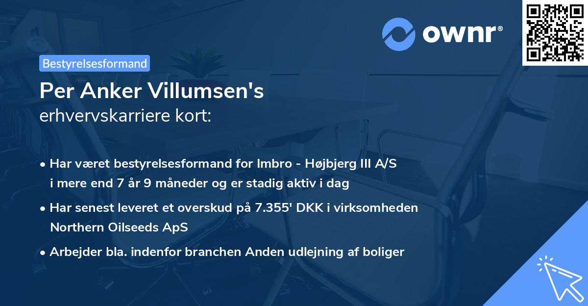 Per Anker Villumsen's erhvervskarriere kort