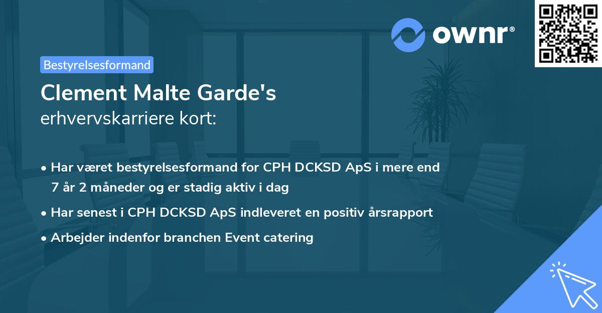 Clement Malte Garde's erhvervskarriere kort