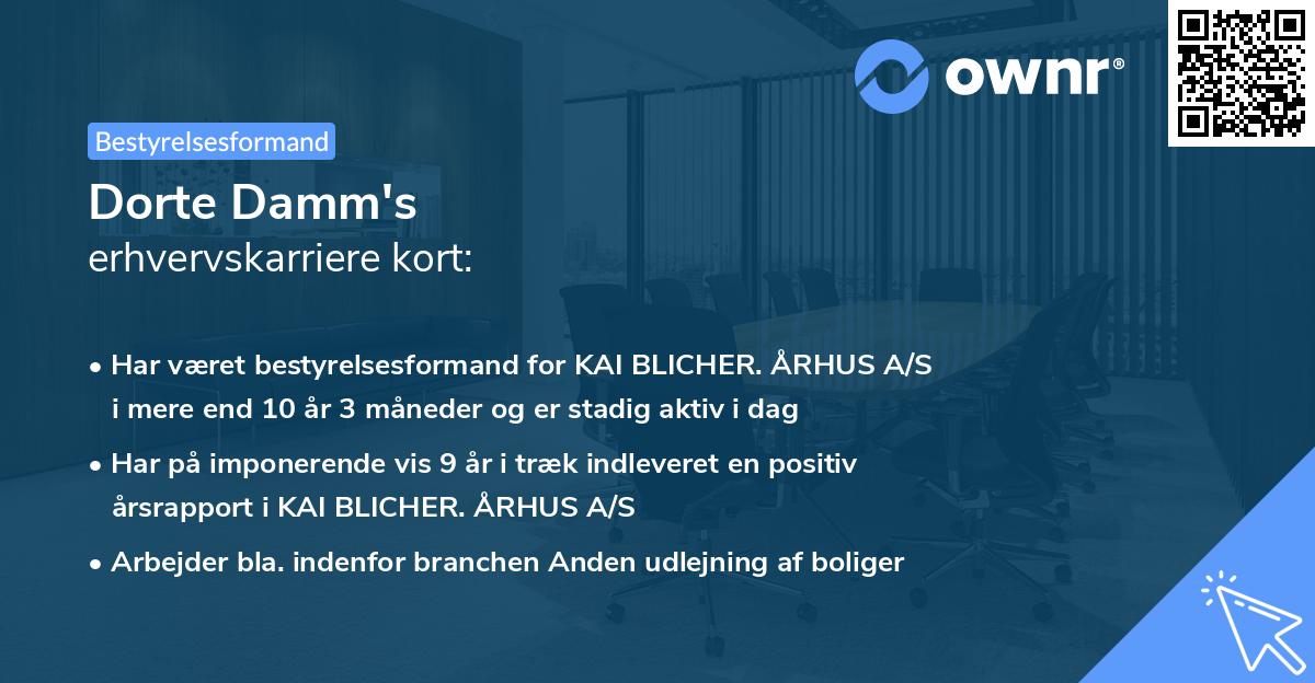 Dorte Damm's erhvervskarriere kort